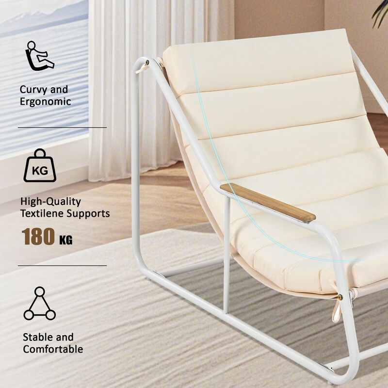 Clihome Outdoor Chaise Lounge Chairs Set of 3, Patio Chaise Lounge Chair with Acacia Side Table, Pool Lounge Chairs for Lawn, Deck, Beach