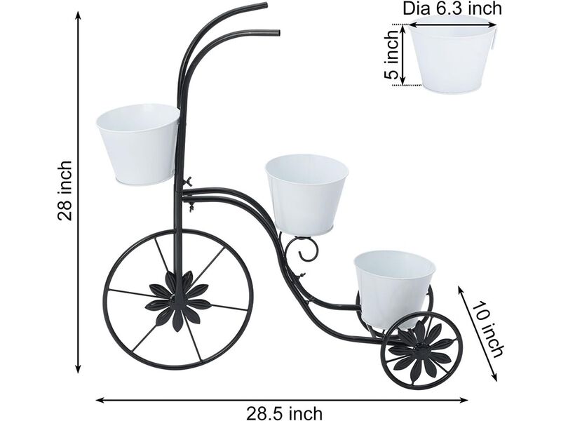 Metal Tricycle Planter, 3 Tier Floral Flower Plant Stand image number 2