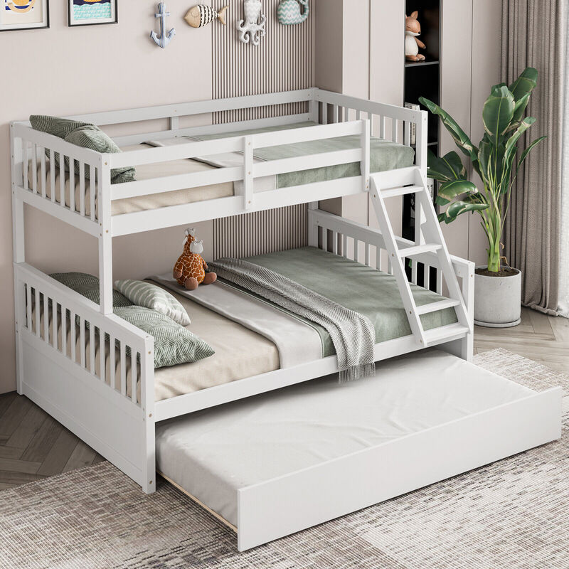 Twin Over Full Convertible Bunk Bed with Twin Trundle