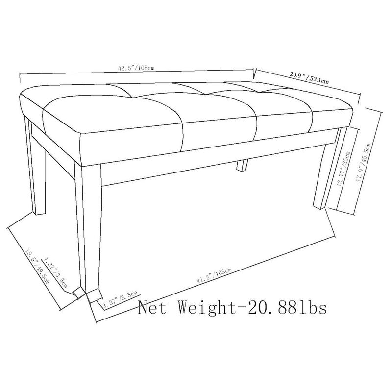 Simpli Home Lacey Tufted Ottoman Bench image number 7