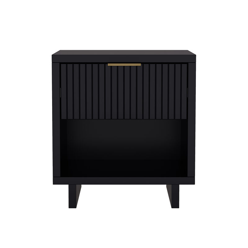 Elara 1-Drawer Black Nightstand image number 0