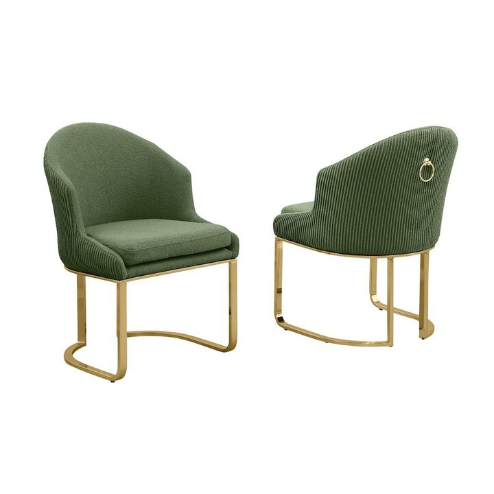 Best Quality Furniture Green With Gold Side Chairs, Set Of Two