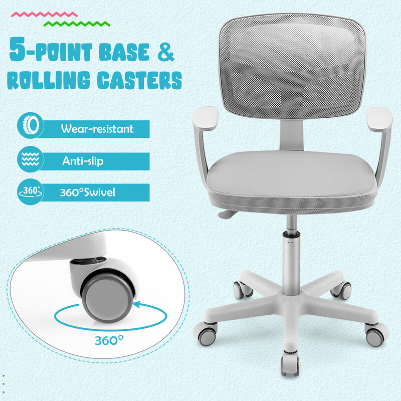 Adjustable Desk Chair with Auto Brake Casters for Kids