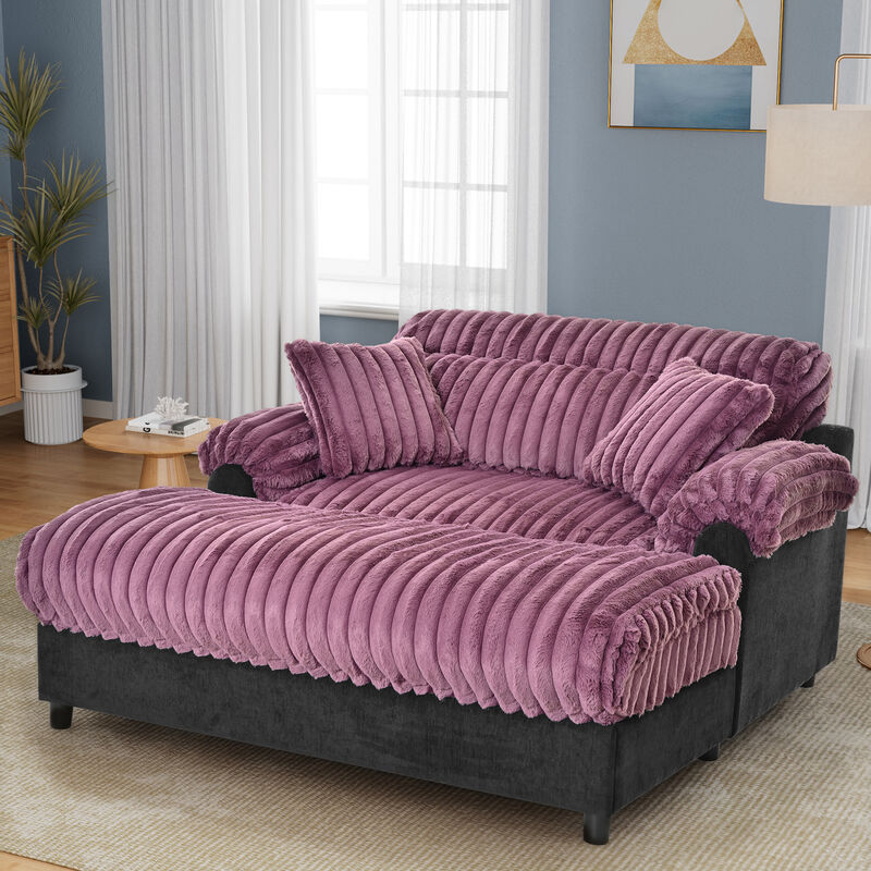 Merax Plush Faux Rabbit Fur Chaise Sofa image number 1