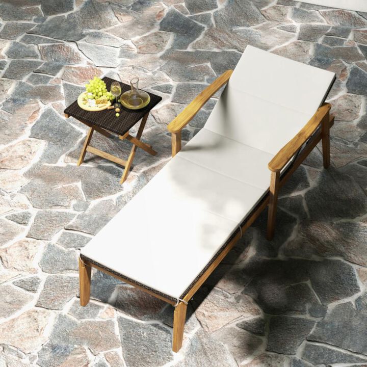 Hivvago 2 Piece Outdoor Chaise Lounge Chair Set Rattan Patio Chaise with Armrests