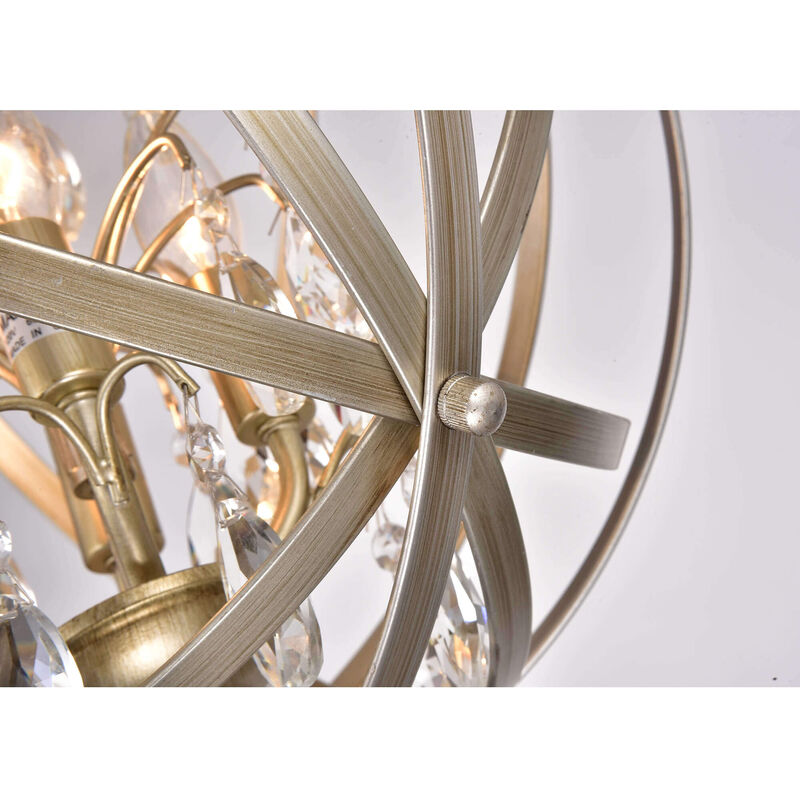 Blythe Light Gold with Bronze 4-light Metal Globe Crystal Semi-Flush Mount - Brushed Champagne image number 3