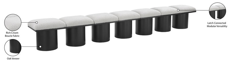 Meridian Furniture Pavilion Cream Boucle Fabric Bench