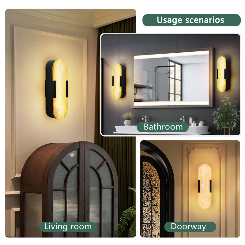 3.5 in. LED Wall Sconce with Marble Shade (Set of 2)