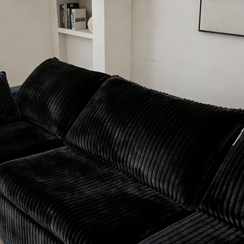 Whisen 157.6'' 6-Seat U-Shaped Cloud Sofa Deep Seat Couch with Ottomans image number 6