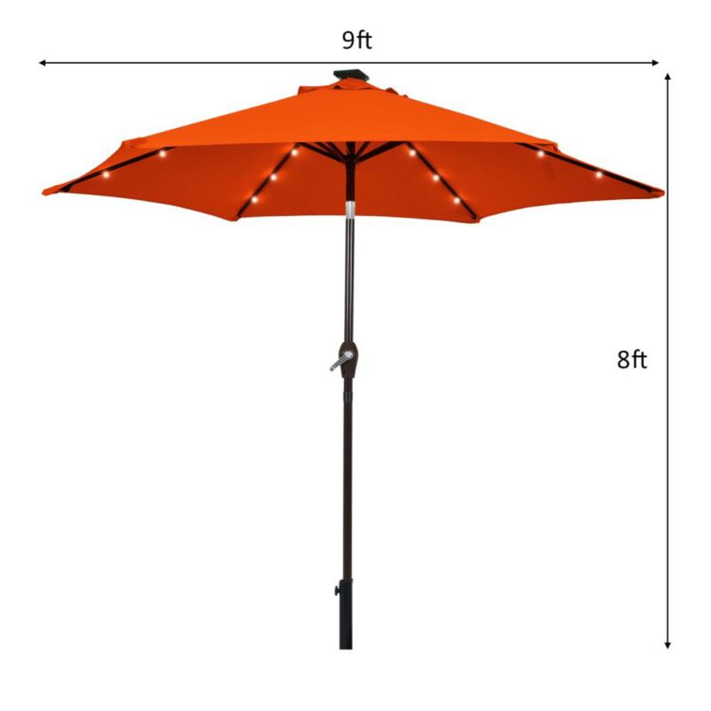 Hivvago Solar LED Lighted Patio Market Umbrella with Tilt Adjustment without Base