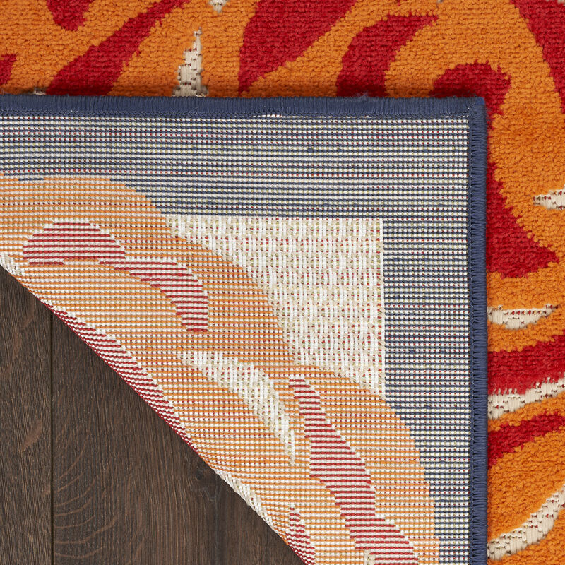 HomeRoots 6' Red Beige Blue Orange And Red Floral Indoor Outdoor Runner Rug image number 5