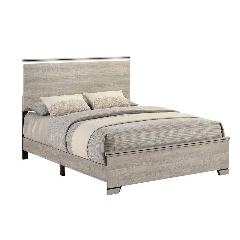 Best Quality Furniture 5pc Eastern King Panel Bedroom Set Oak image number 2