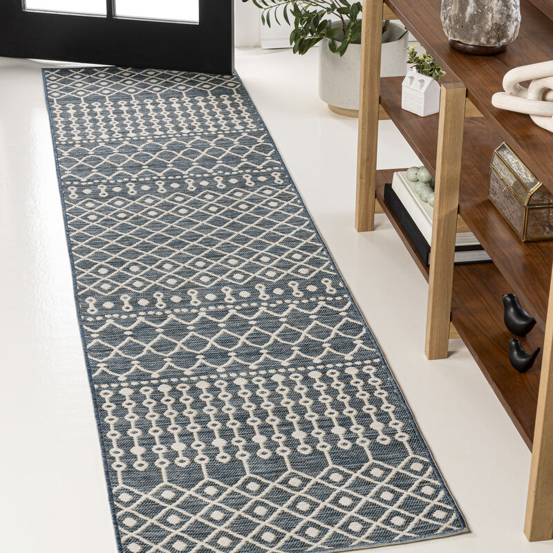 Geometric Moroccan Reversible Machine-Washable Indoor/Outdoor Area Rug