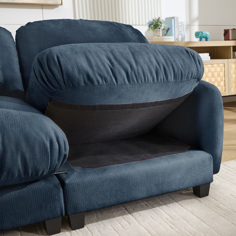 3 Seat modular cloud couch for living room, Chenille deep seat sofa with plush cushions, Modular 3 seater sofa for home image number 6