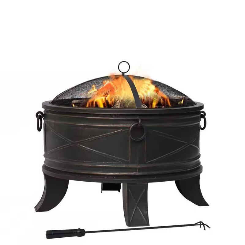 Round Steel Outdoor Fire Pit with Cover For Outdoor