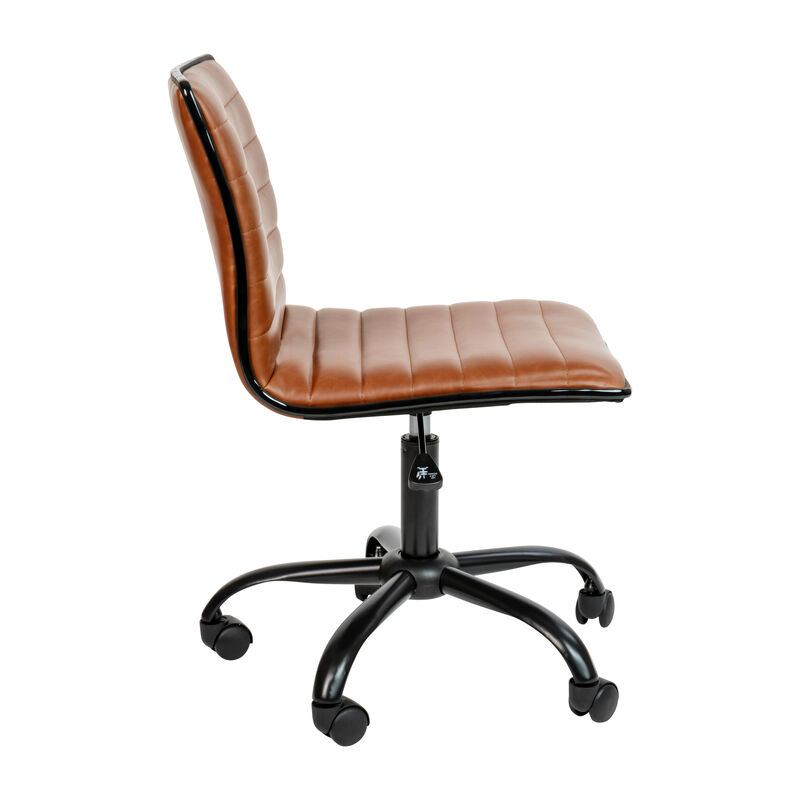 Alan Low Back Designer Armless Ribbed Swivel Task Office Chair image number 7