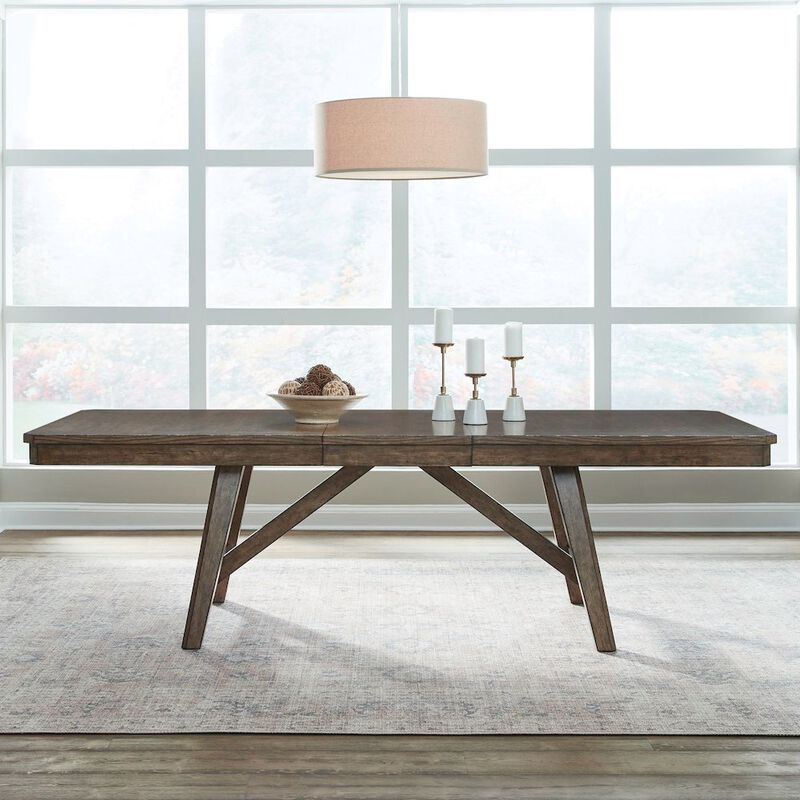 Liberty Furniture Carolina Park Trestle Table for Dining Room - Self Storing Leaf - Amber Brown image number 8