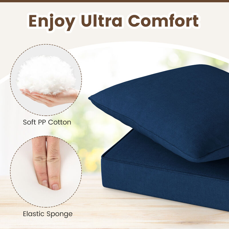 Deep Seat Chair Cushion Pads Set with Rope Belts for Indoor and Outdoor Comfort