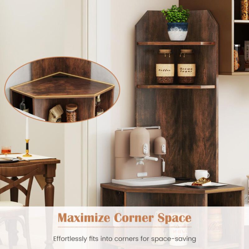 Hivvago 6-Tier Corner Shelf with Charging Station and 2 USB Ports