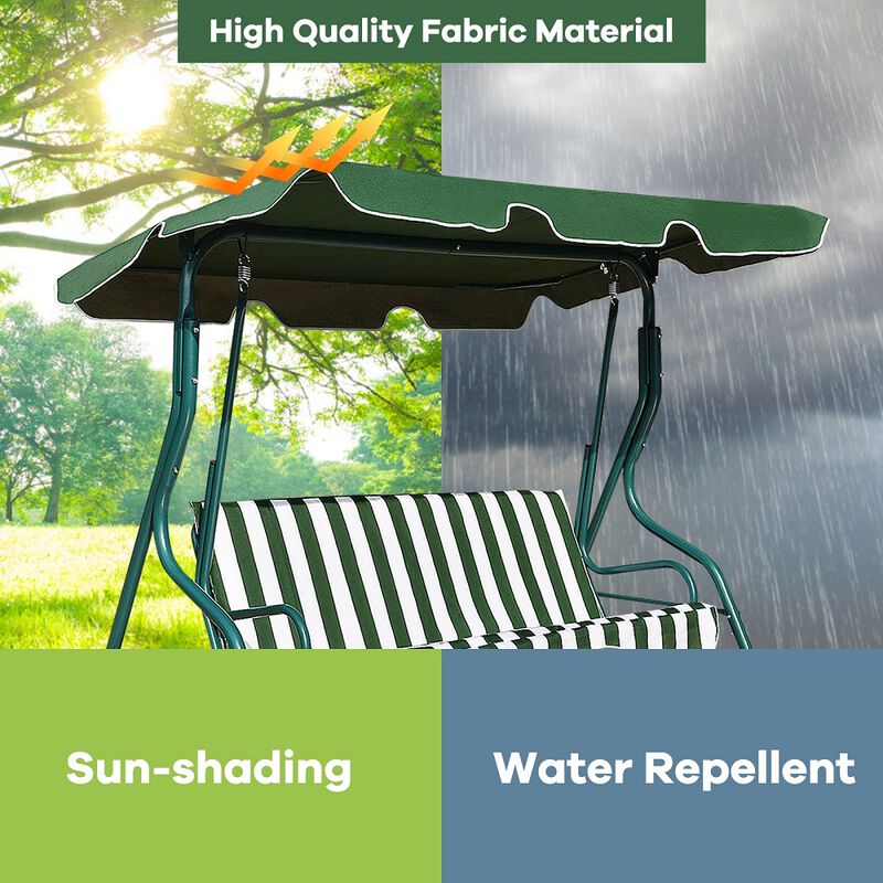 3 Seats Patio Canopy Cushioned Steel Frame Swing Glider Hammock