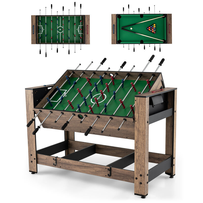 Swivel Multi Game Table with Foosball and Pool for Family Game Room-Natural image number 5