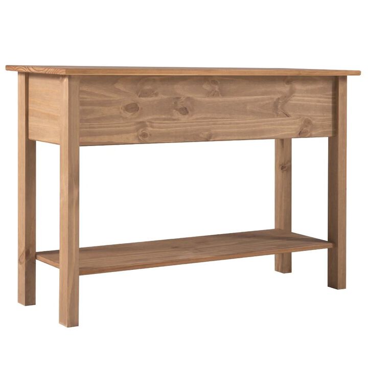 Wood Three Drawer Hall Table Console in Corona Brown