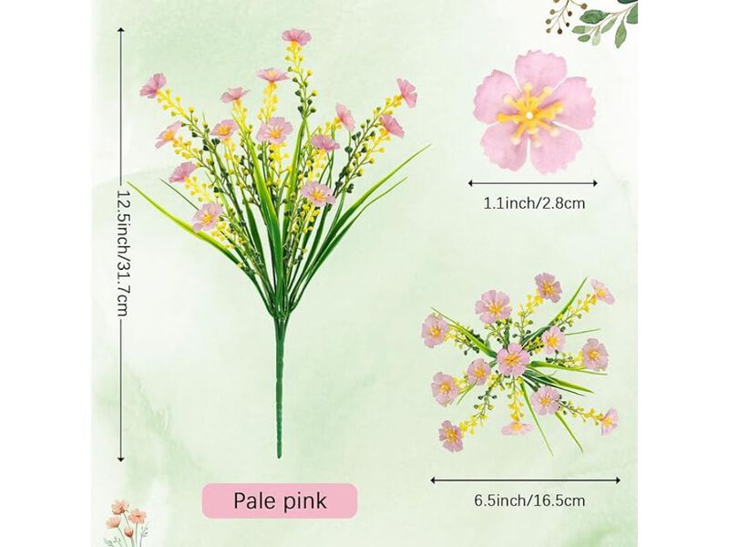 12 Bundle Pink Artificial Outdoor Plants UV Resistant Garden Porch Decor image number 2