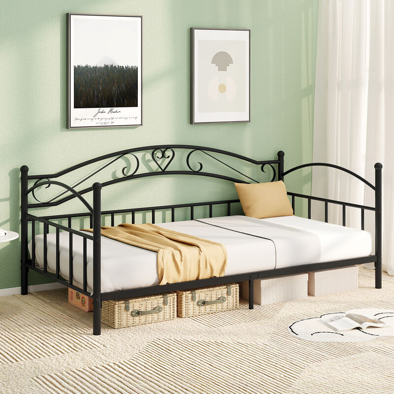 Twin Metal Daybed Frame with Headboard, Modern Bedroom Bed image number 1