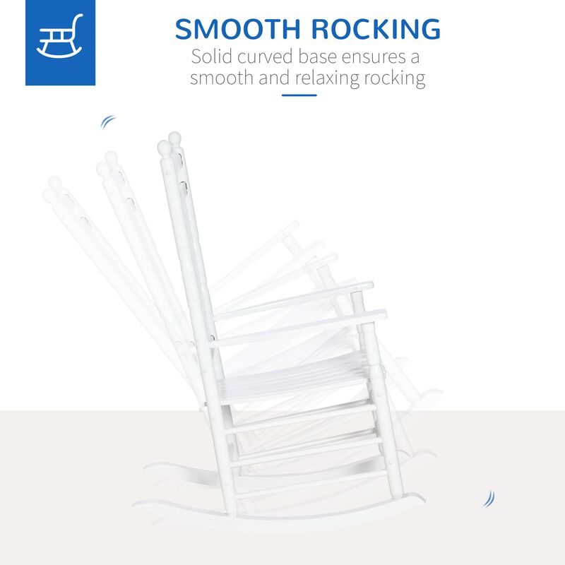 White Porch Classic: Traditional Wooden High-Back Rocking Chair