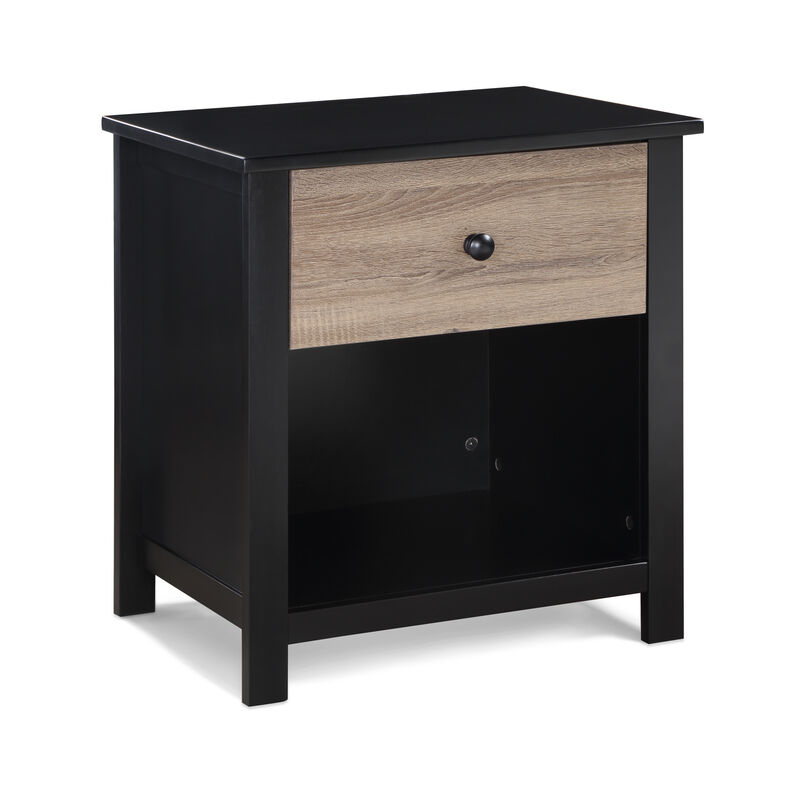 Olive & Opie Connelly Nightstand Black/Vintage Walnut