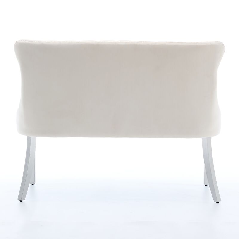 GOODSILO Luxurious Tufted Velvet Dining Loveseat Bench with Mid-Century Modern Design for Elegant Kitchen Seating image number 7