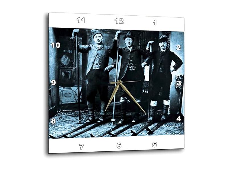 Nordic Ski Club Cyan Wall Clock 10 Inch Home Decor image number 0