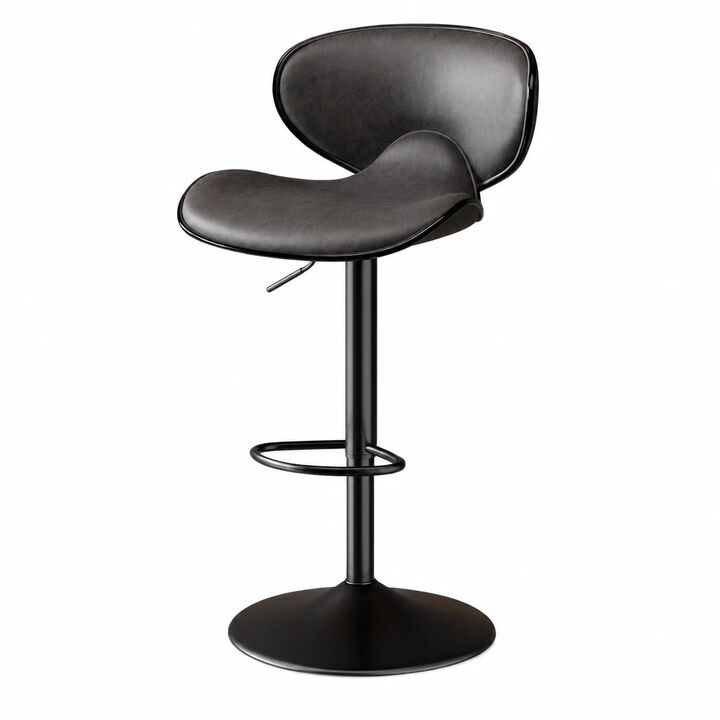 Leather Swivel Bar Stools Set of 2, Water Resistant Adjustable Counter Height Stools with Thickened Seat & Iron Frame, 360&deg; Kitchen Island Chairs for Home