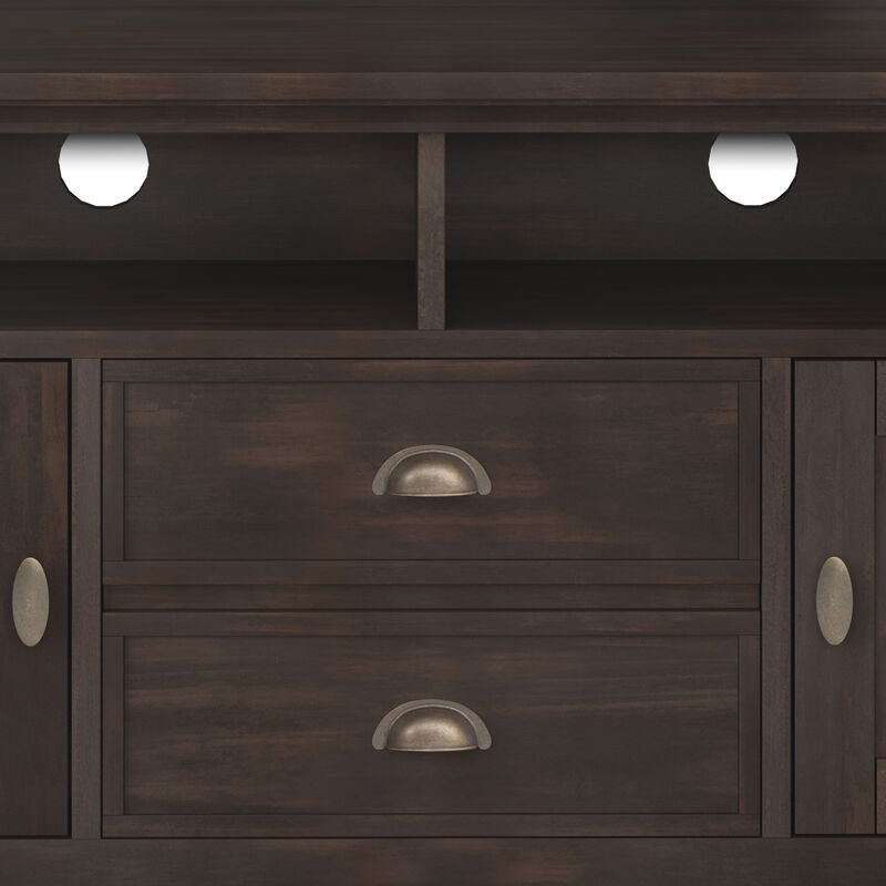 Redmond SOLID WOOD 72 inch Wide Transitional TV Media Stand in Brunette Brown For TVs up to 80 inches