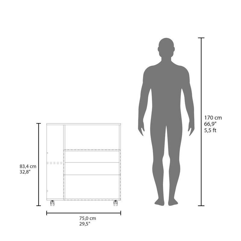 Bremerton Kitchen Cart, 2 Doors, 3 Shelves, 4 Wheels, White