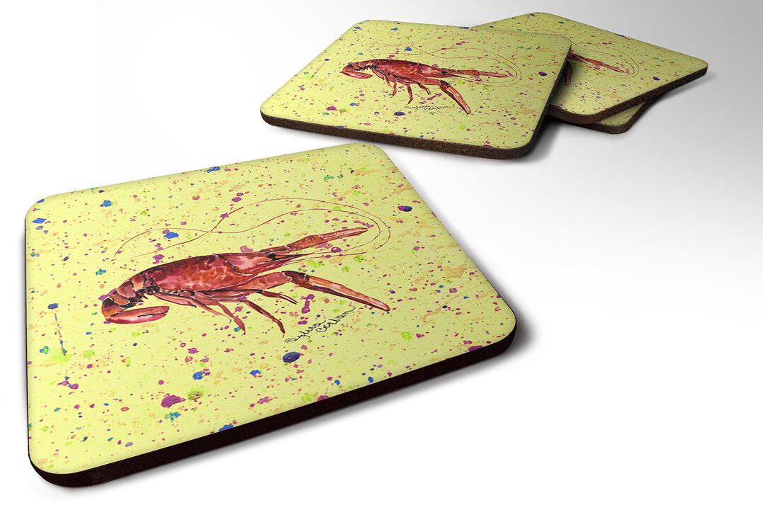Caroline's Treasures 8451FC Crawfish Foam Coasters (Set of 4), 3.5 H x 3.5 W, Multicolor