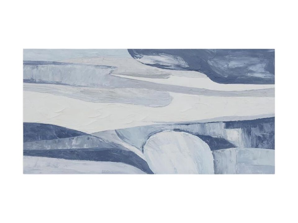 Abstract Blue White Canvas Wall Art Minimalist Landscape Decor for Living Room
