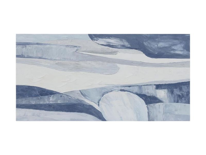 Abstract Blue White Canvas Wall Art Minimalist Landscape Decor for Living Room image number 0