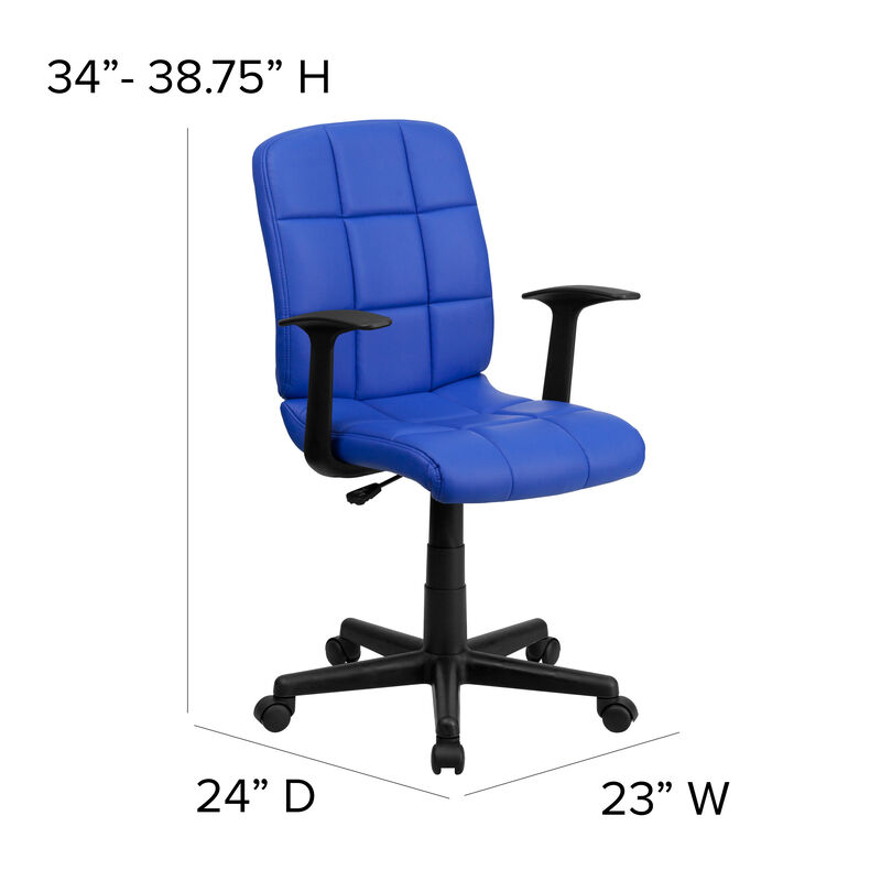 Clayton Mid-Back Quilted Vinyl Swivel Task Office Chair with Arms image number 4