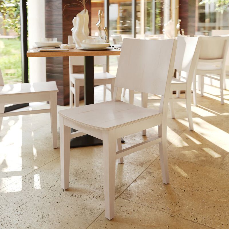 Flash Furniture 2 Pack Naples Solid Wood Dining Chairs, Curved Backrests, Antique White Finish image number 9