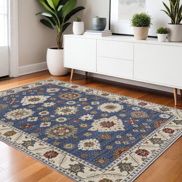 HomeRoots Floral Area Rug With Fringe
