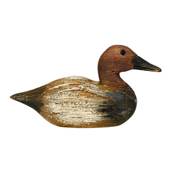 Rustic Hand-Carved Wooden Duck Decoy 9.5" Vintage Folk Art Mallard Statue Decor