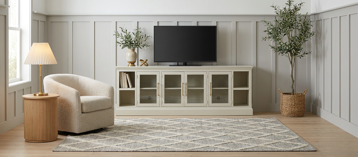 Byron 98" Console with 4 Doors in White