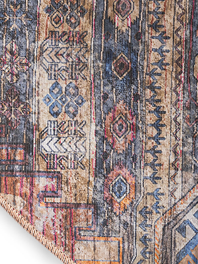 Machine Washable Series 1 SR106 Multicolor 5'3" x Round Rug