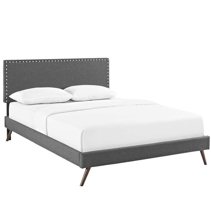 Modway - Macie Queen Fabric Platform Bed with Round Splayed Legs