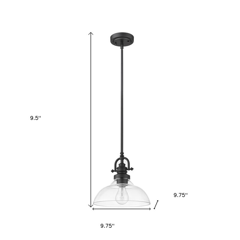 Hivvago Matte Black Hanging Light with Glass Dome Shade