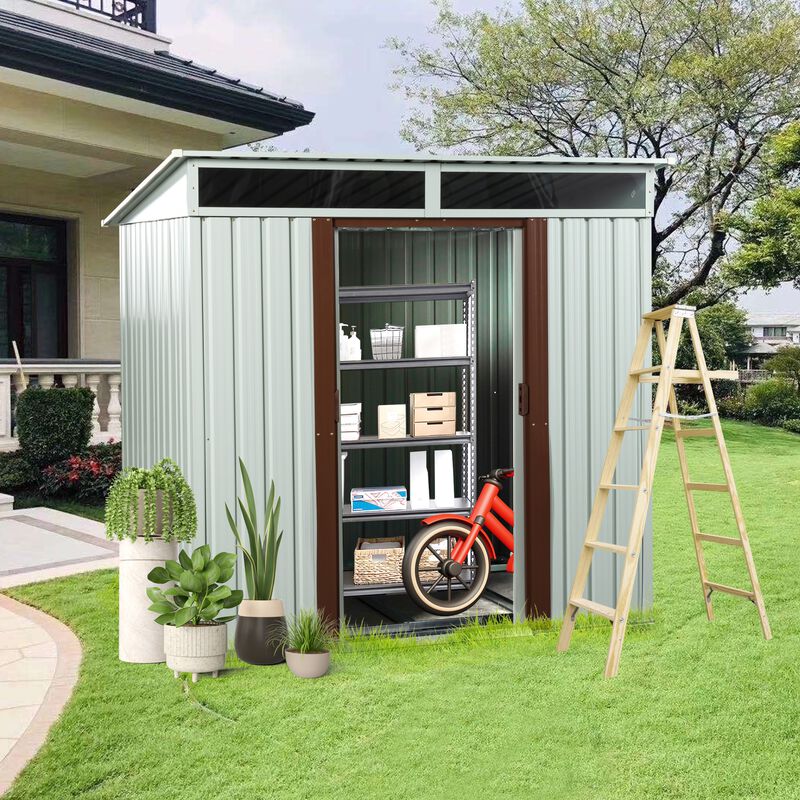 6ft x 5ft Outdoor Metal Storage Shed White image number 2