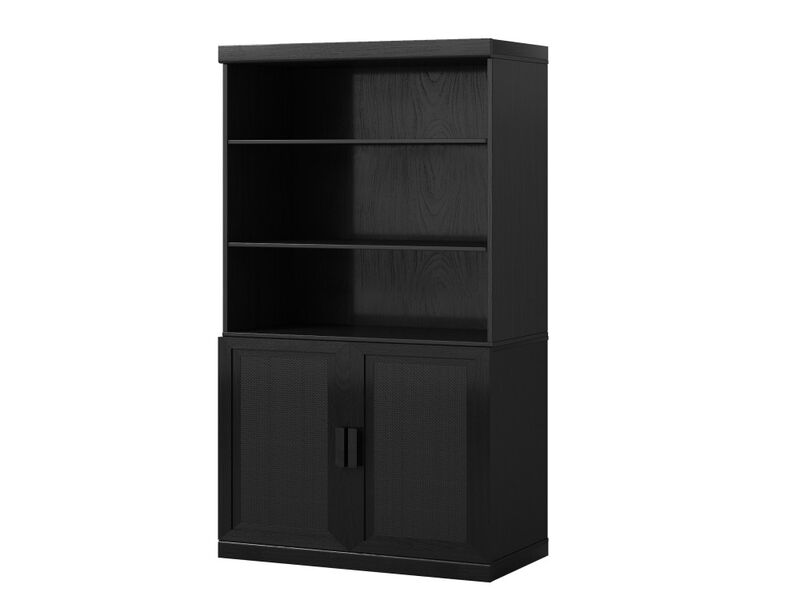 Modern Minimalist Wood Grain Decorative Storage Cabinet Combination Cabinet with 6 Shelves, Open Bookshelf Storage Cabinet