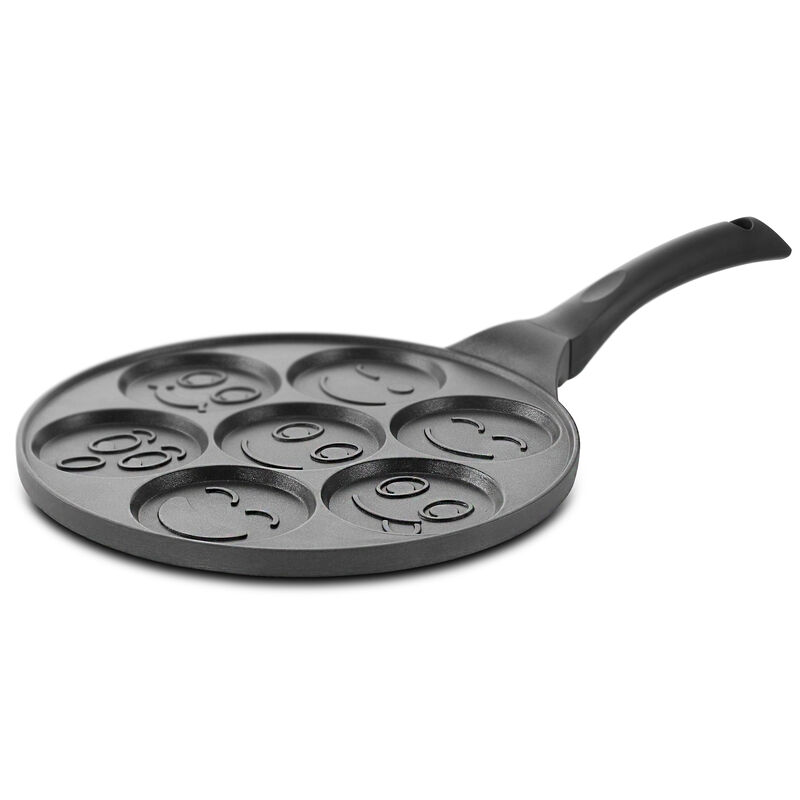 MegaChef Happy Face Emoji 10.5 Inch  Aluminum Nonstick Pancake Maker Pan with Cool Touch Handle
