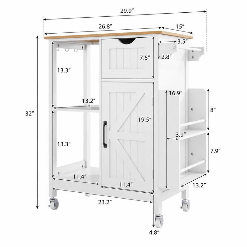 ELEMENT ACE Portable Mobile Kitchen Island Cart with Storage Cabinet, Rolling Table with Drawer, Spice Rack and Towel Rack on Wheels for Extra Kitchen Storage image number 1